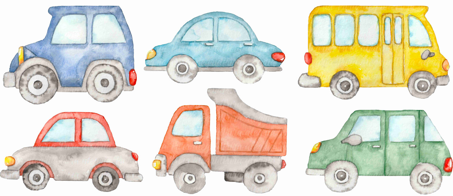 Watercolor Vehicles Plate