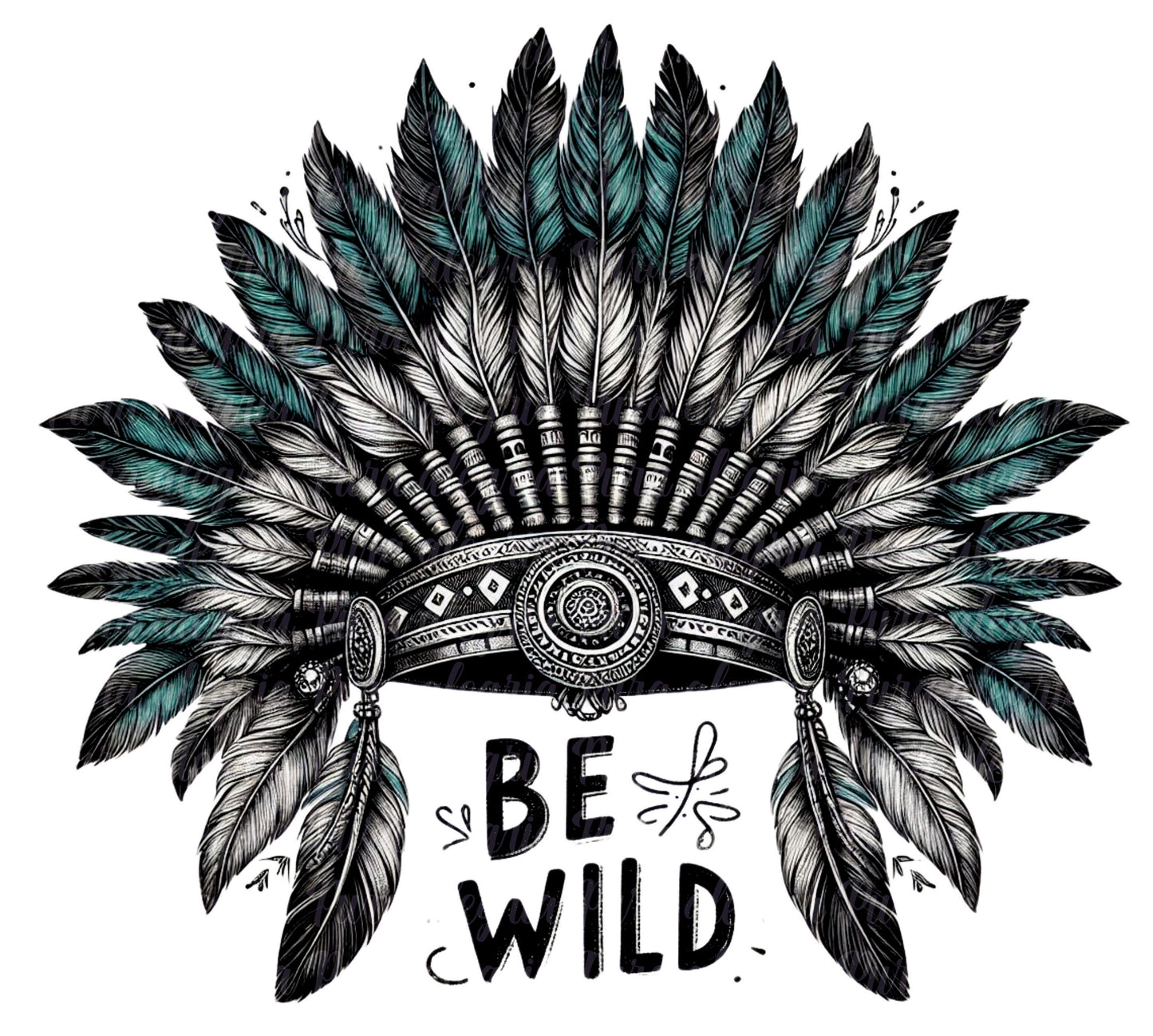 Estampa Be wild plumas turquesas