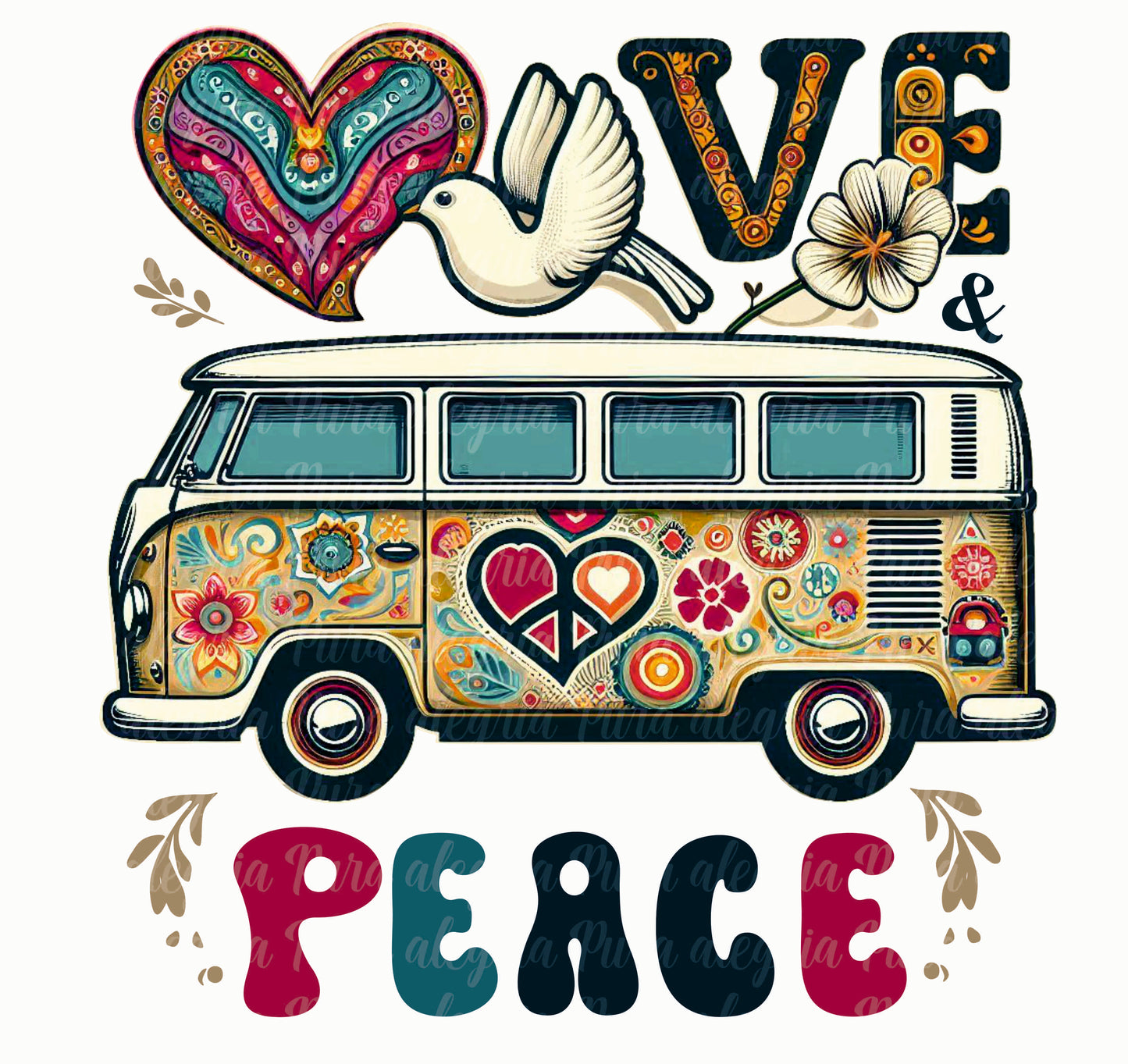 Estampa Camioneta Peace & Love 60´s