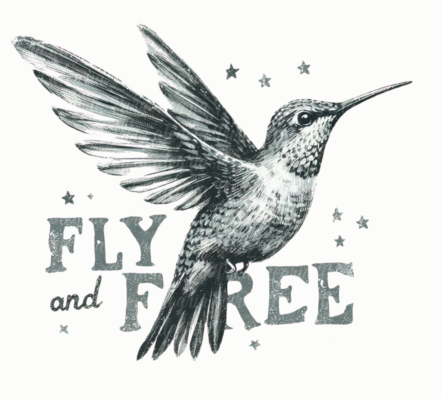 Estampa Colibrí Fly free vintage