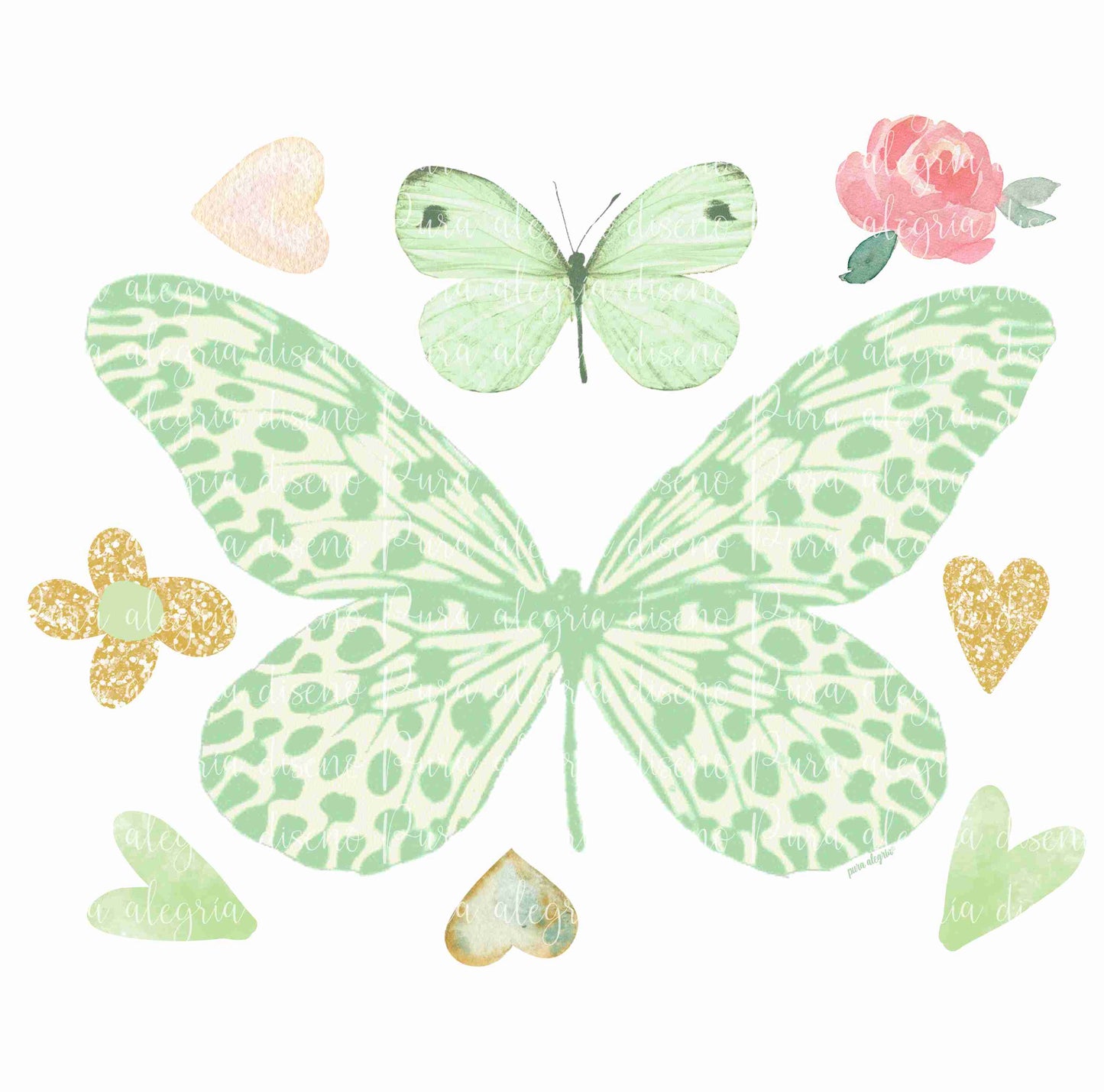 Green Butterfly Print