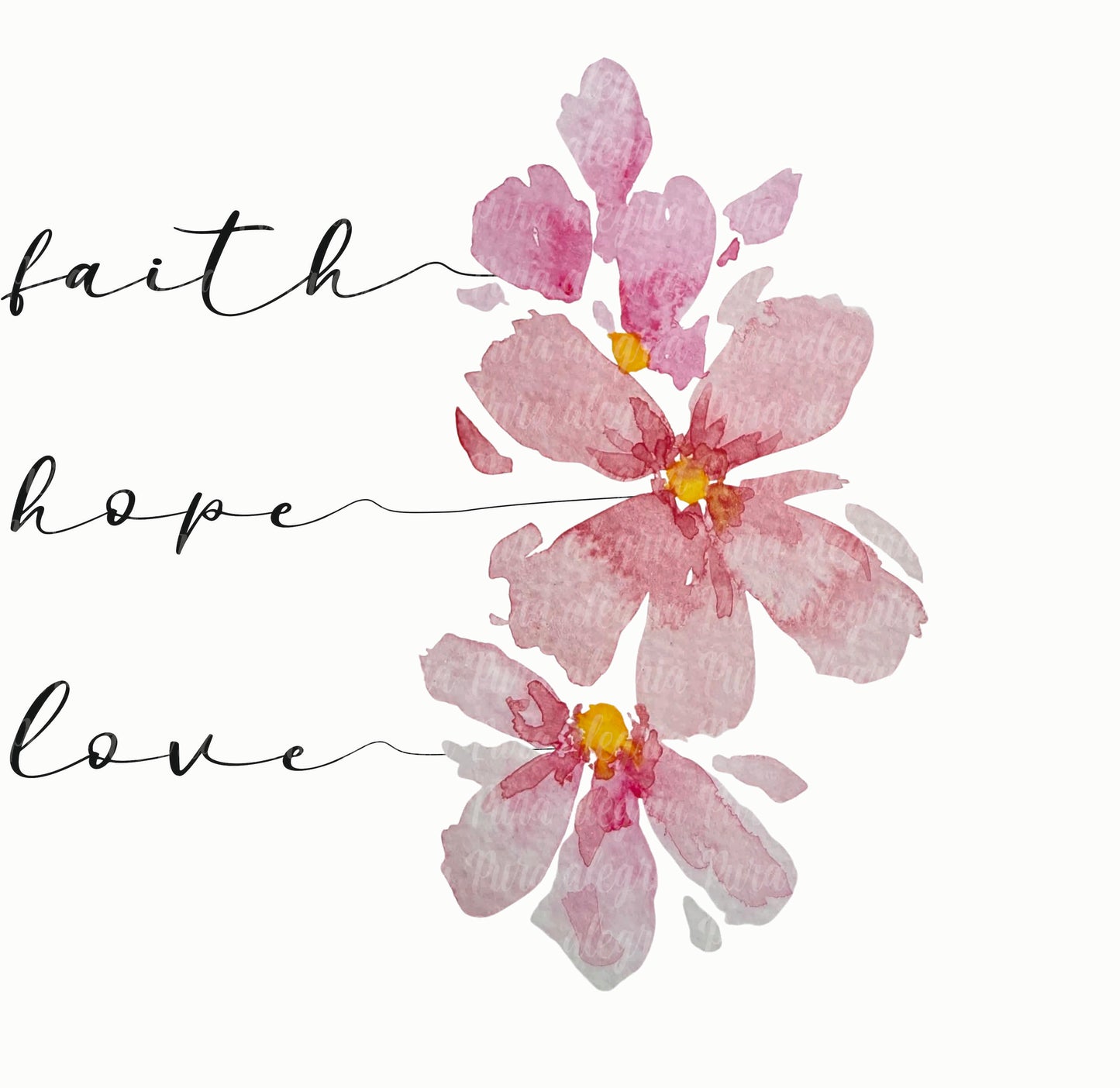 Estampa Flores rosas faith, hope, love