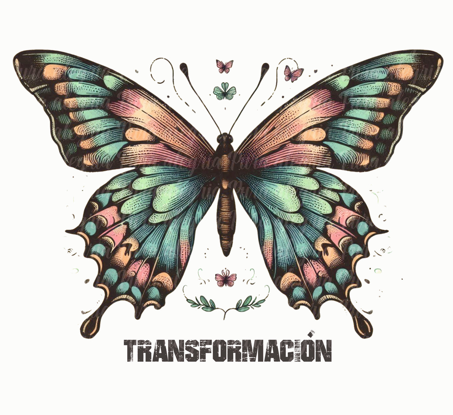 Estampa Mariposa multicolor, transformación