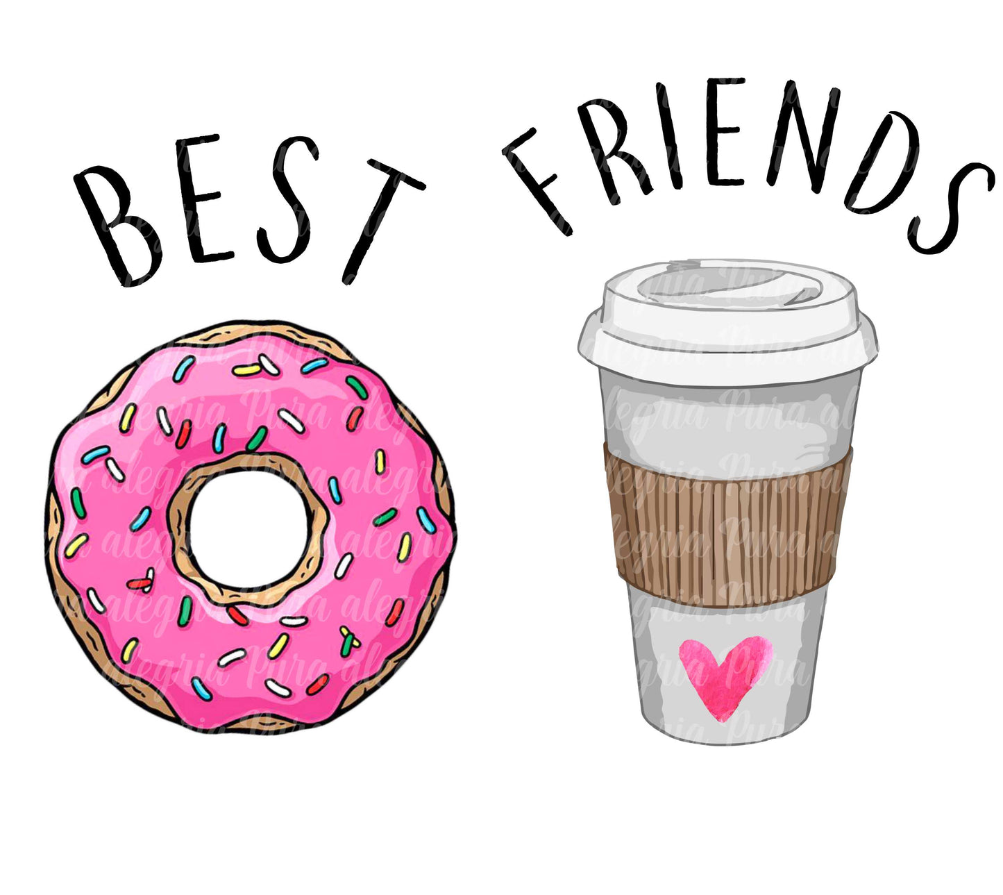 Estampa Best friends, dona & café