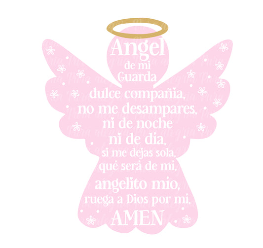 Estampa Angel de mi Guarda rosa con flores