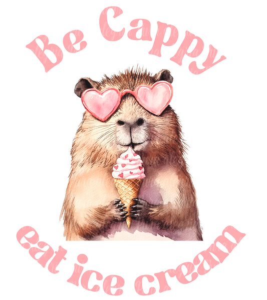 Estampa Be Cappy eat ice cream, carpincho