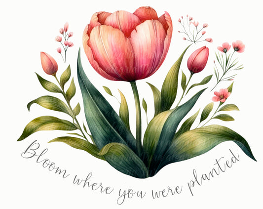 Estampa Bloom where you are planted, tulipan