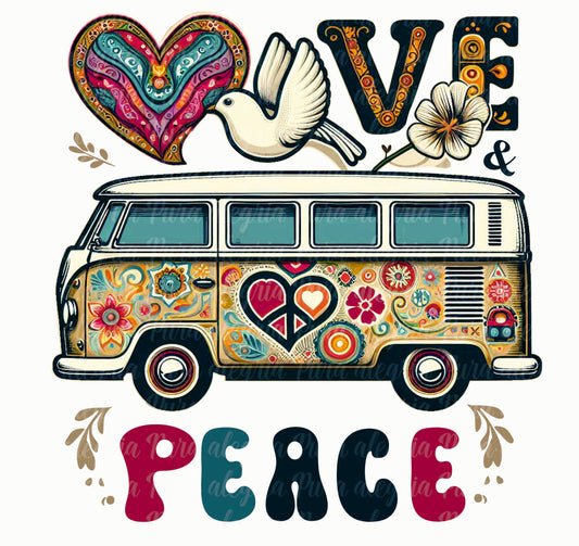 Estampa Camioneta Peace & Love 60´s