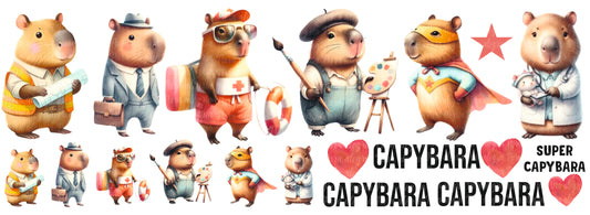 Plancha Capybaras profesiones, carpinchos