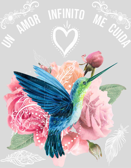Maxi print, An infinite love takes care of you hummingbird 