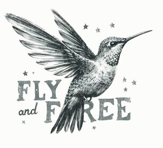 Estampa Colibrí Fly free vintage