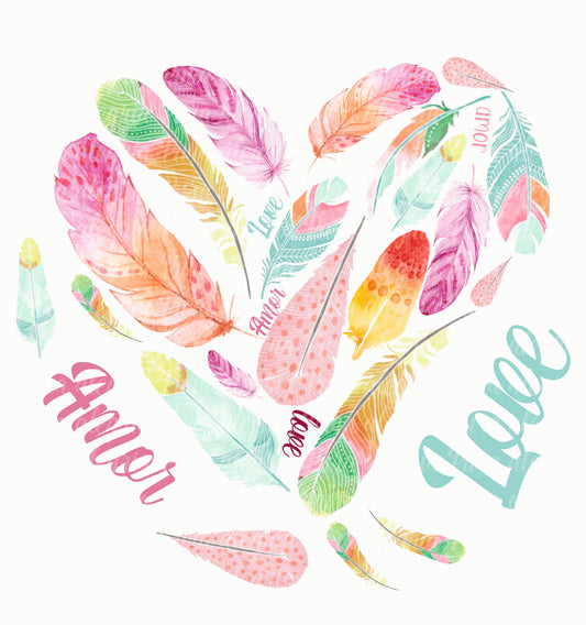 Heart feather print