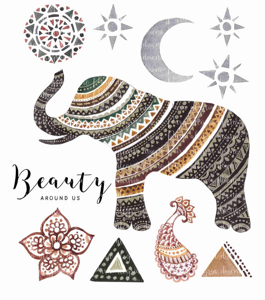 Maxi print Elephant mandala beauty 