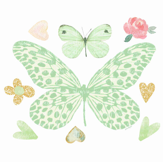 Green Butterfly Print