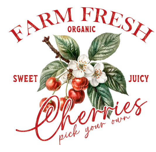 Estampa Farm cherries, cerezas