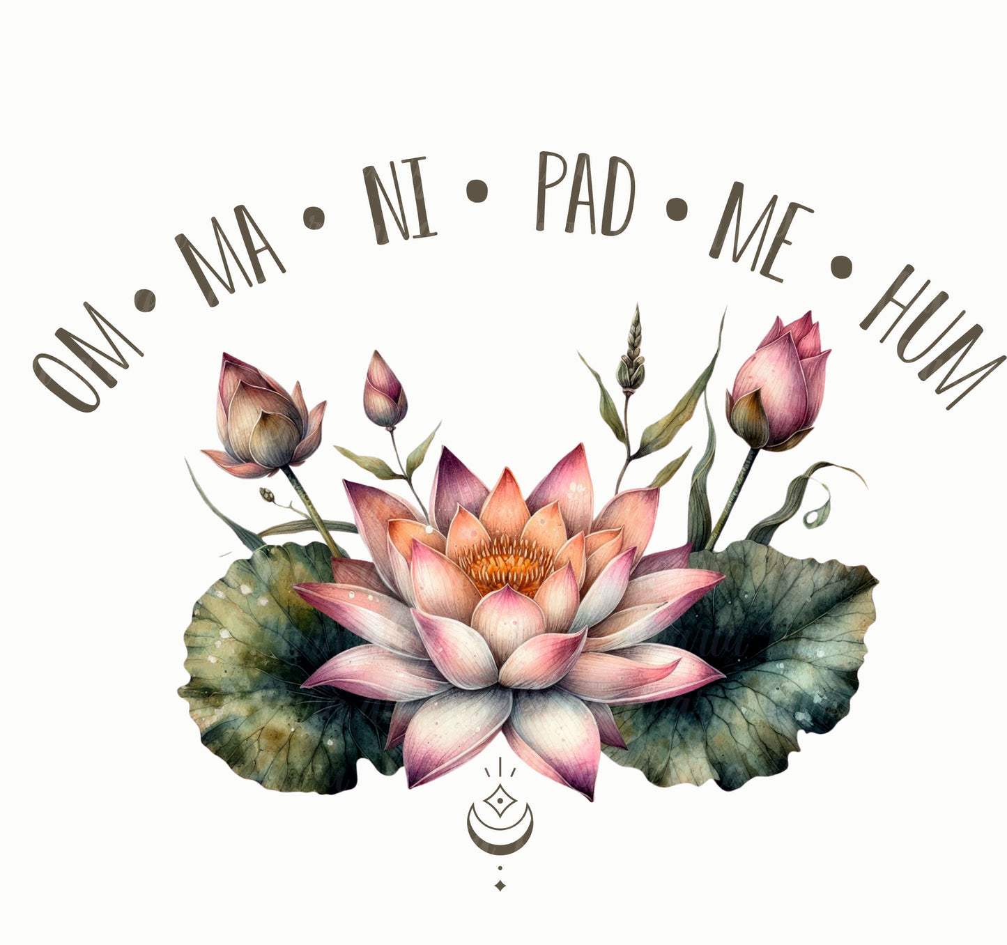 Estampa Flor de loto Om, Ni, Pad,