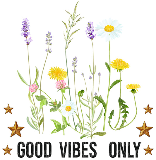 Estampa Good vibes only flores