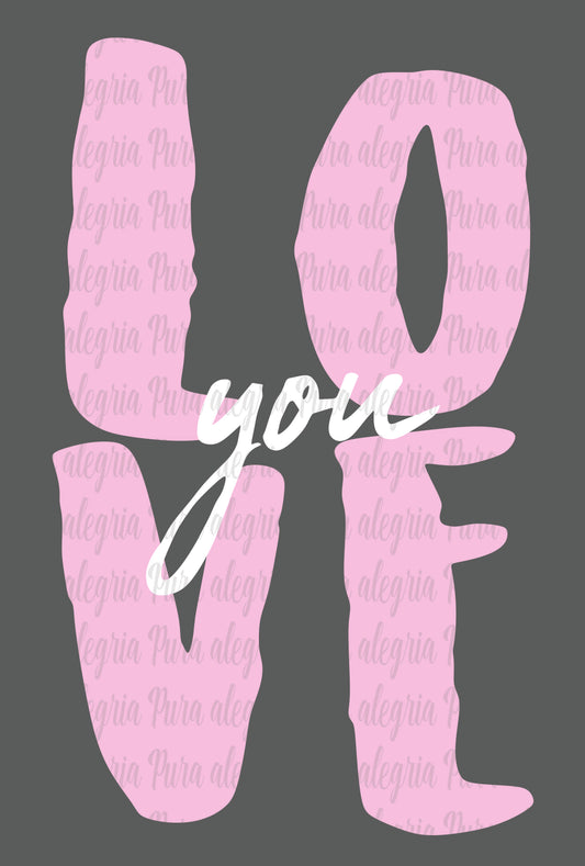 Estampa Love you rosa