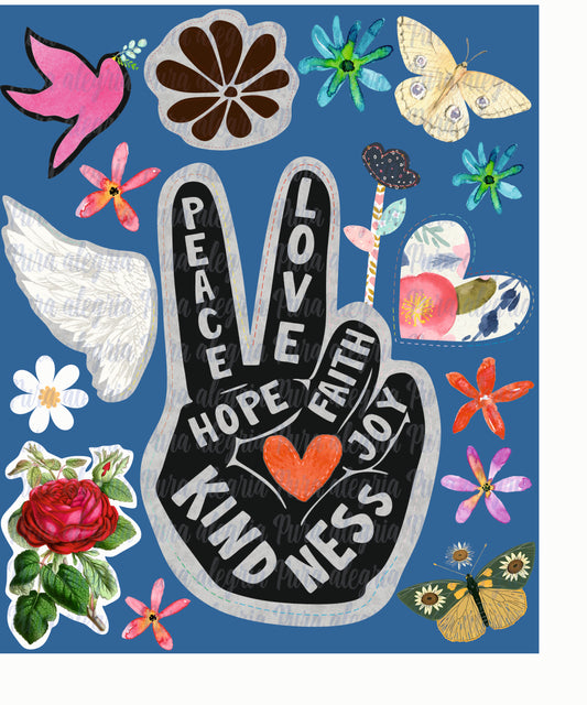 Maxi print; Peace hand 
