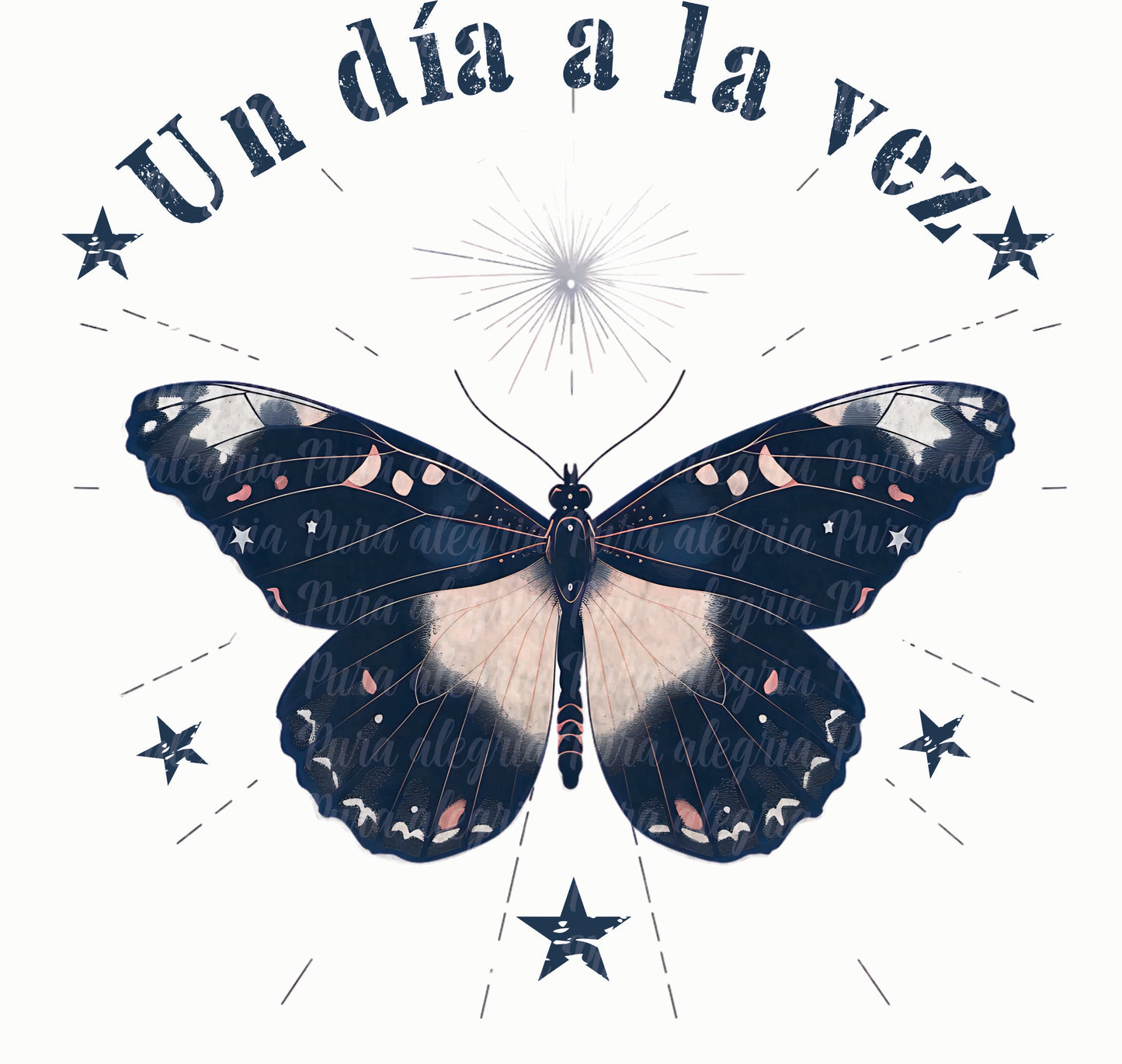 Estampa Un día a la vez, mariposa azul