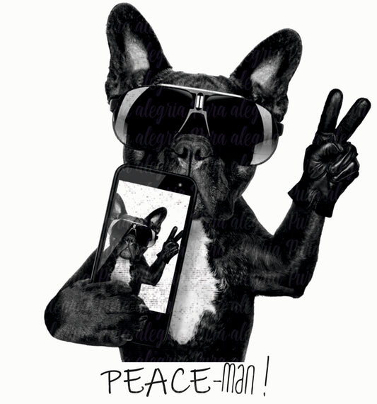 Estampa Perro, Peace man !