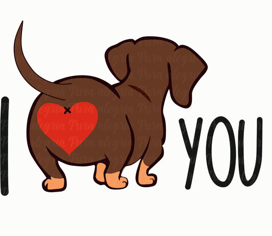 Estampa perro salchicha corazon rojo