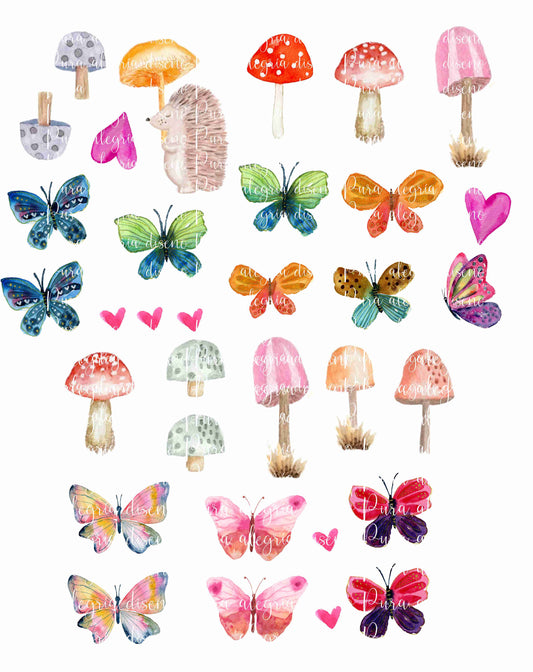 Plancha Hongos y mariposas