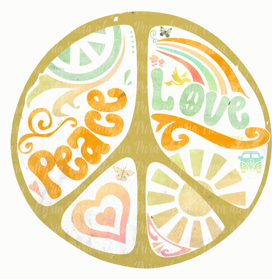 Estampa Signo de la paz hippie 60´s gastado