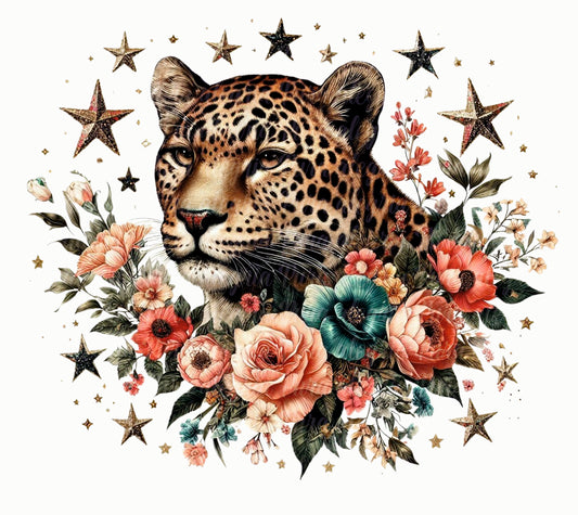 Estampa Tigre flores