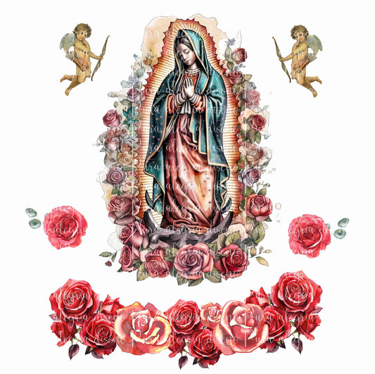 Maxi print Virgin of Guadalupe turquoise cloak 