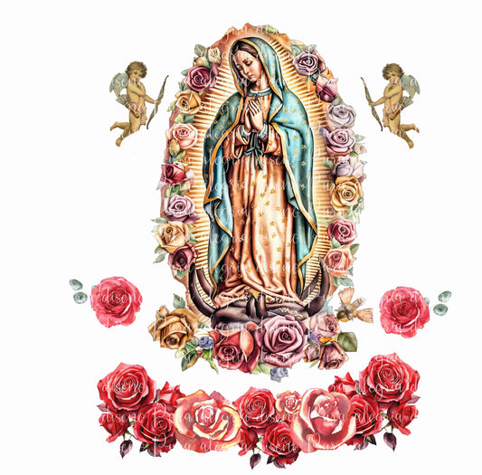 Maxi print of the Virgin of Guadalupe, turquoise cloak with gold 